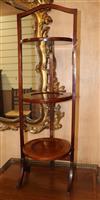 An Edwardian line inlaid mahogany tier folding cake stand W.21cm                                                                       