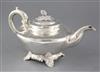 A William IV silver pear shaped teapot by Pearce & Burrows, gross 22 oz.                                                               