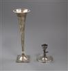 An Edwardian silver posy vase, 24.2cm and a small silver vase.                                                                         