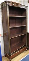 A 19th century French mahogany and brass mounted open bookcase, W.106cm.                                                               