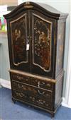 A small Dutch lacquered linen press W.71cm                                                                                             