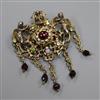 A 19th century Austro-Hungarian? white and yellow metal, enamel and multi gem set brooch, approx. 6.5cm.                               