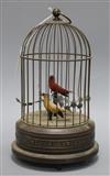 An automaton birds in a cage overall height 30cm                                                                                       
