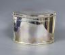 A cased modern silver oval tea caddy, Barker Ellis Silver Co. Birmingham, 1997, length 14cm, 18.5oz, in Gallagher box.                                                                                                      