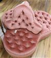 A Victorian pink dralon upholstered three seat conversation settee                                                                     