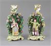 A pair of 19th century Minton 'Bower' candlesticks, c.1835-40, 19.5cm, minor faults                                                    