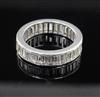 A mid 20th century platinum? and baguette cut diamond full eternity ring, size M/N.                                                    