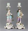 A pair of Meissen candlestick figures, late 19th century, height 36cm                                                                  