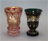 Two 19th century Bohemian gilt decorated glass goblets tallest 15cm                                                                    