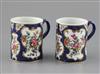 A good pair of small Worcester mugs, circa 1768, H. 8.5cm                                                                              
