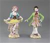 A pair of Minton figures of male and female dancers, c.1840-5, 19.5 and 19cm, slight faults                                            