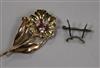 A yellow metal, diamond and gem set flower brooch, 65mm.                                                                               