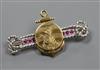 Honorable Company of Master Mariners- an 18ct two-colour gold and ruby-set brooch, 51mm.                                               