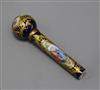 A Dresden style painted porcelain cane handle, 11cm                                                                                    