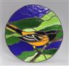 A 1970's stained glass panel depicting a Baltimore Oriole diameter 35cm                                                                