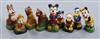 A set of nine Walt Disney cloisonne characters tallest 10cm                                                                            