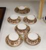 A set of six Spode teacups and saucers and a saucer dish painted with Imari pattern, amrked SPODE 1495                                                                                                                      