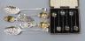 A pair of Victorian silver Old English pattern 'berry' spoons, London, 1837, three later Danish parcel gilt white metal commemorative spoons and a cased set of silver bean end coffee spoons                               