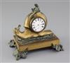A 19th century French bronze and ormolu timepiece, height 5.5in. width 6.25in.