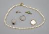 A single row cultured pearl necklace with 9ct gold pearl-set flowerhead clasp and five other items                                                                                                                          