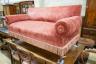 A 19th century Continental upholstered double drop arm settee, length 160cm, depth 74cm, height 84cm                                                                                                                        