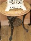 A Victorian black painted cast iron pub table, with later top W.59cm                                                                   