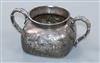 A Japanese planished white metal two handled sugar bowl, width 11.8cm.                                                                 