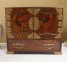 A Japanese Hakone ware brass inlaid wooden cabinet - 41cm tall                                                                                                                                                              