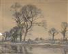 William Thomas Wood (1877-1958), charcoal, Winter landscape, 35.5cm x 40.5cm                                                           