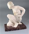 A French Art Deco crackle-glazed pottery model of a kneeling lady, signed M de Thierry, height 50cm                                    