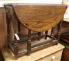 A small 18th century oak gateleg table W.84cm                                                                                          