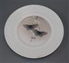 A rare set of six Royal Copenhagen plates, c.1898-1923, variously decorated with insects and flowers,                                  