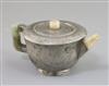 A Chinese pewter mounted Yixing teapot, Daoguang mark and of the period (1821-50), 14.2cm across                                       