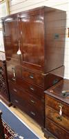 A Victorian stained beech military chest with linen press upper section W.98cm                                                         