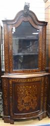 A 19th century Dutch marquetry corner cabinet W.61cm                                                                                   