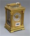 A French brass carriage clock                                                                                                          