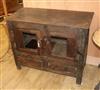 An 18th century oak mule chest W.108cm, (a.f. and altered)                                                                             