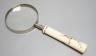 A Japanese Shibayama ivory and bone inlay handled magnifying glass decorated with insects and blossom, handle 11 cms long.                                                                                                  