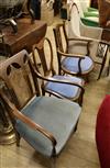 An Edwardian mahogany armchair and three Edwardian inlaid chairs                                                                       