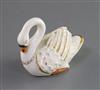 A Rockingham porcelain figure of a mute swan, c.1830, L. 7.3cm                                                                         