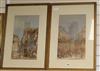 A. Cardinal, pair of watercolours, Abbeville scenes, 46 x 26.5cm                                                                       