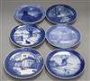 Six various Royal Copenhagen Christmas plates diameter 18cm                                                                            