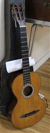 A 19th century Panormo style spruce and rosewood guitar, signed Guiot                                                                  