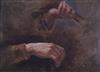 Pre-Raphaelite School Study of a violinist's hands 5.25 x 7.25in.                                                                      