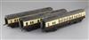 A set of three GWR corridor coaches, no's.1234, 3456 and 2349, in chocolate and cream, 1 or 3 rail                                     