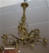 A Rococo style brass five branch electrolier                                                                                           