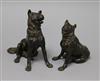 Two 20th century bronze dogs tallest 13cm                                                                                              