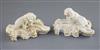 A pair of Derby porcelain figures of recumbent poodles, c.1825-45, L. 10.5cm, one restored                                             