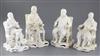 A set of four biscuit porcelain figures, second quarter 19th century, height 17.5cm - 21cm, some restoration                           