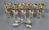 A set of five Edwardian miniature mugs, Deakin & Francis, Birmingham, 1911, a set of six silver coffee spoons etc.                     